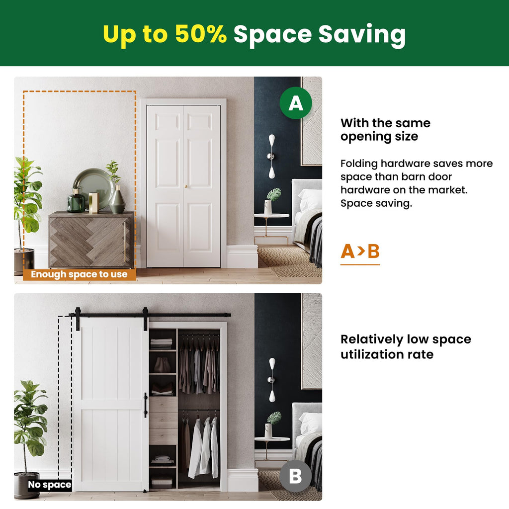 60" x 80" Paintable Bifold Door, 3-Panel Closet Doors