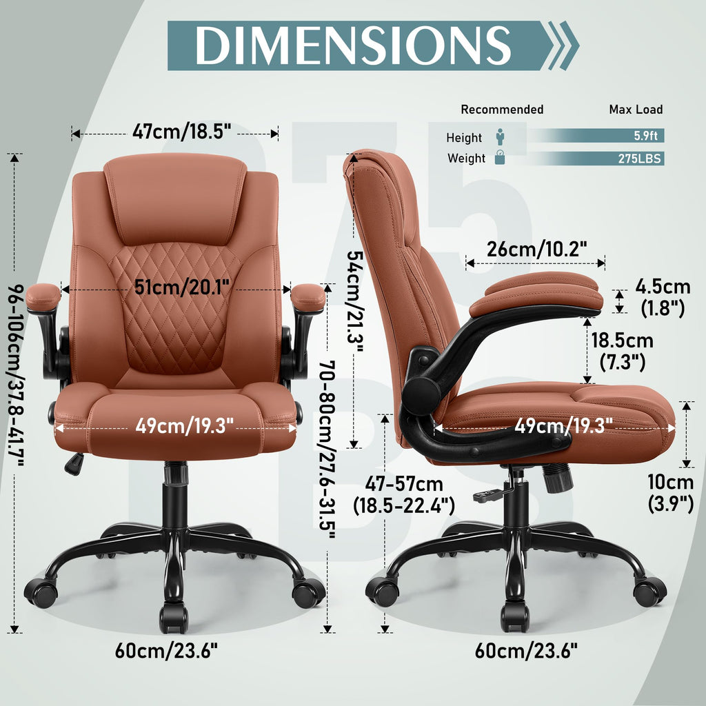 Leather Office Chair, PU Home Computer Desk Chairs with Ergonomic Back Support, 360°Swivel Free, Small Gaming Chair