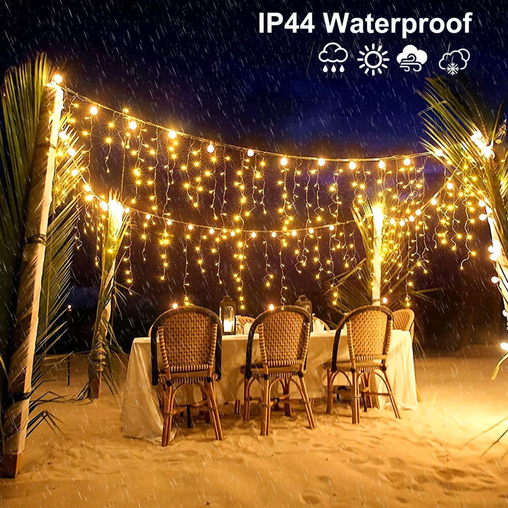 132ft Icicle Lights for Outside - 1280 LED Christmas Lights Warm White