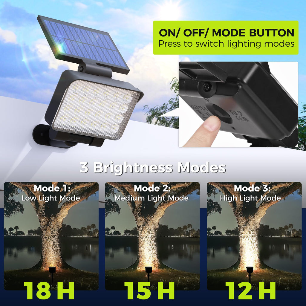 Solar Spot Lights Outdoor Waterproof, 4 Packs, Cool White