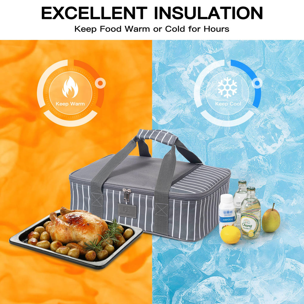 Casserole Carrier for Hot or Cold Food, Insulated Casserole Dish Carrier, Thermal Lasagna Lugger Tote for Potluck