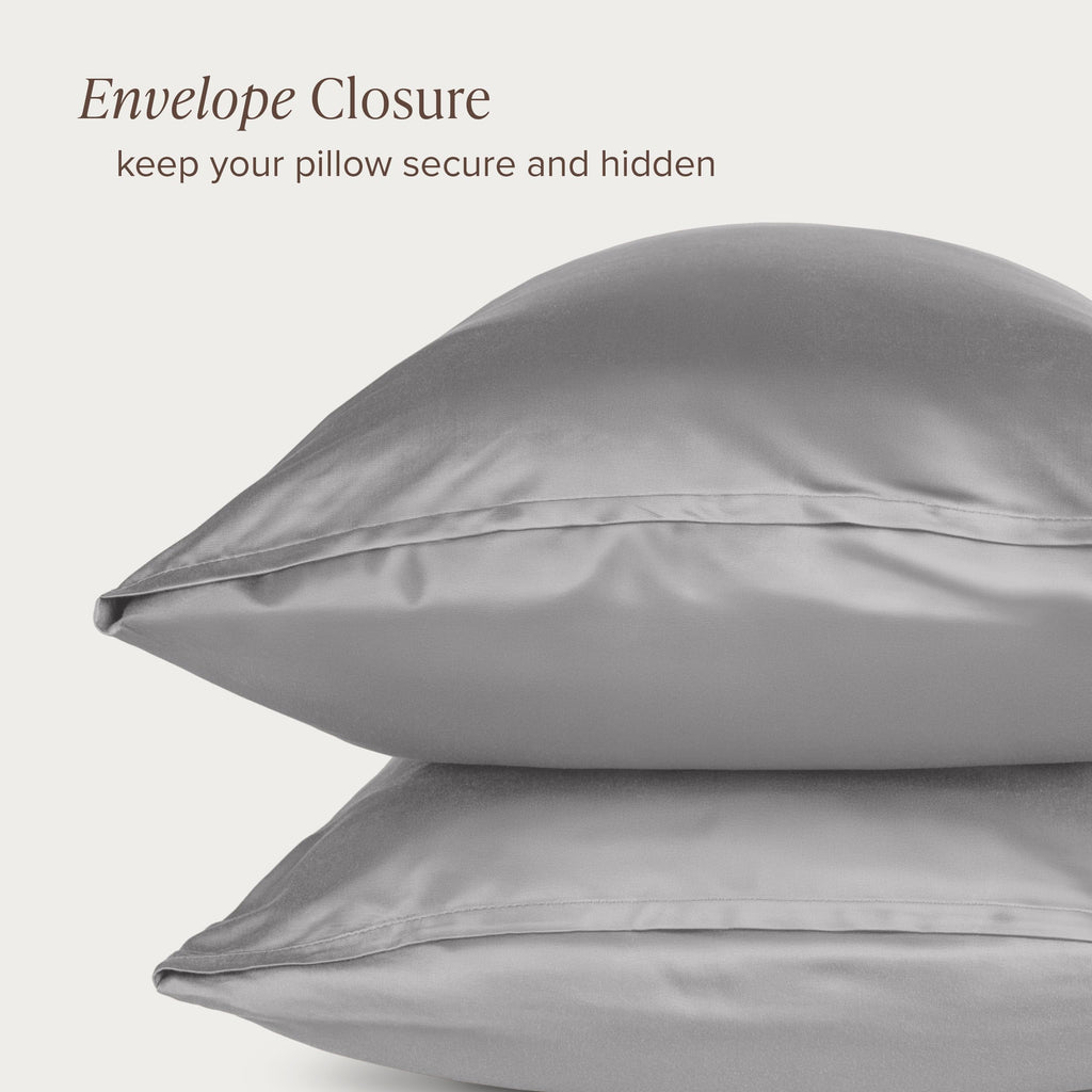 100% Rayon Made from Bamboo Pillowcase Set (Body, Light Grey)