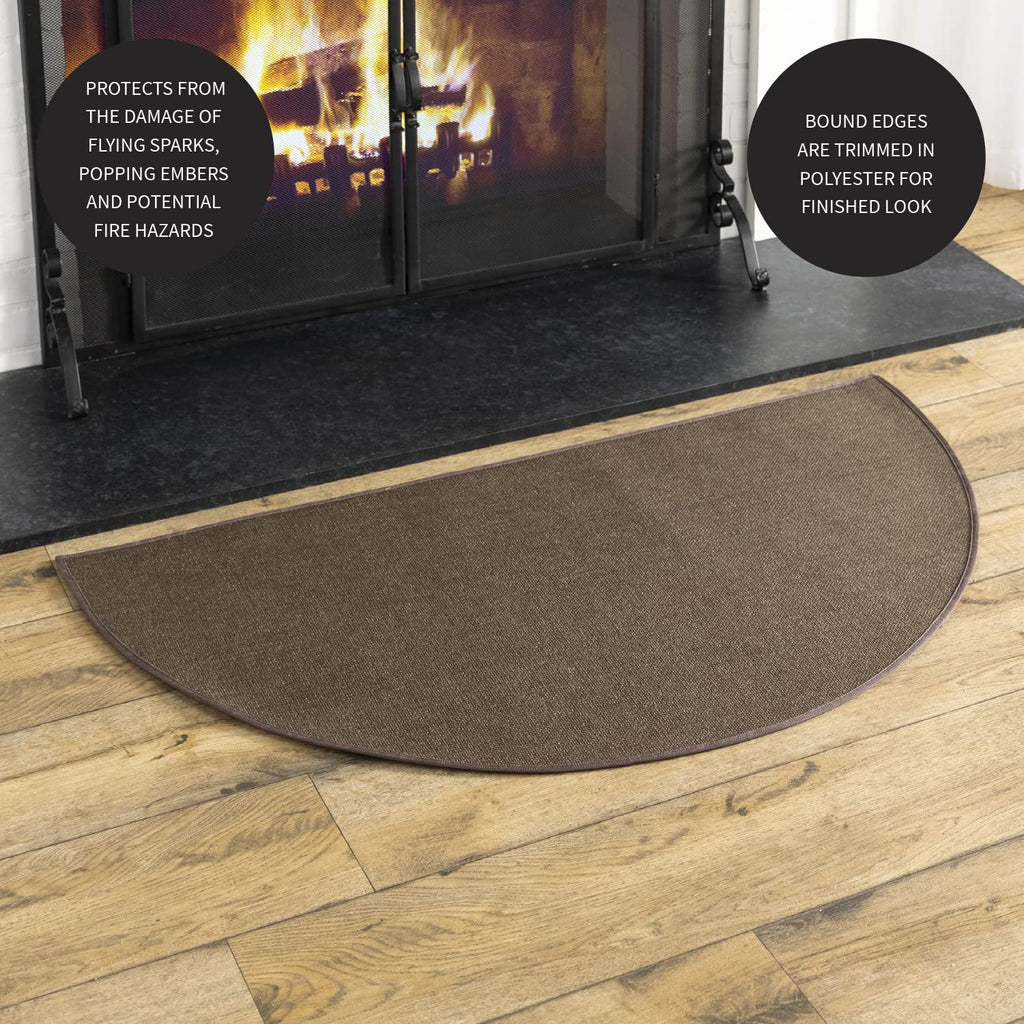 27"x48" Half Round Flame Resistant Hearth Rug | Double Layer Fiberglass Fireplace Mat | Protect Home Décor Hardwood