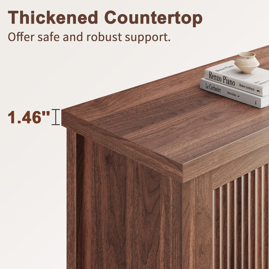 Fluted Sideboard Buffet Cabinet with Storage 55.59", Walnut
