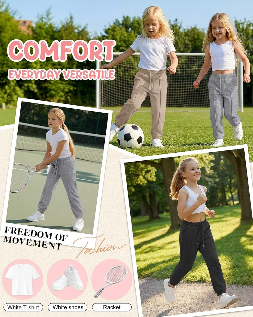 3 Pack Girl's Joggers Sweatpants School Pants