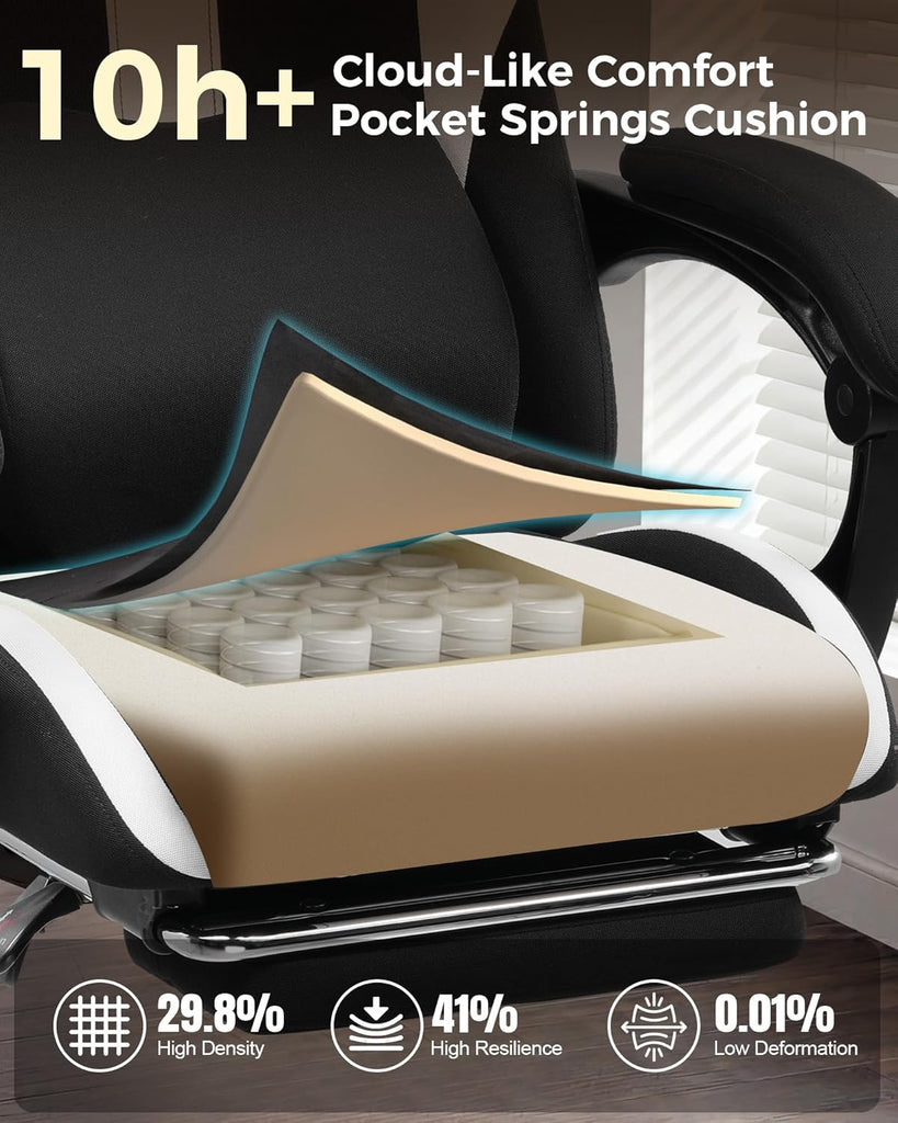 Big and Tall Gaming Chair, 350Lbs Heavy Duty Office Chairs High Back Computer Chairs with Foot Rest Wide Cushion
