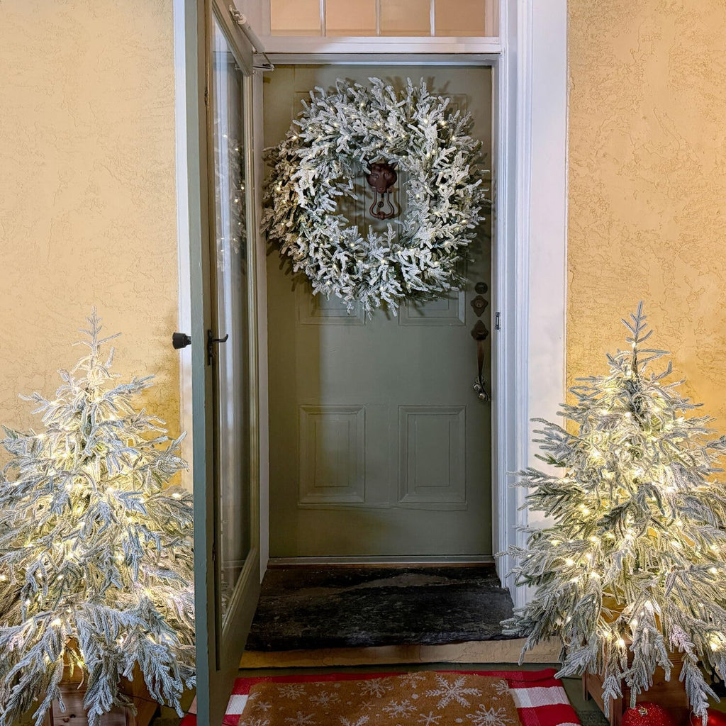 3-Ft Real Feel Artificial Wreath, Light Flocked