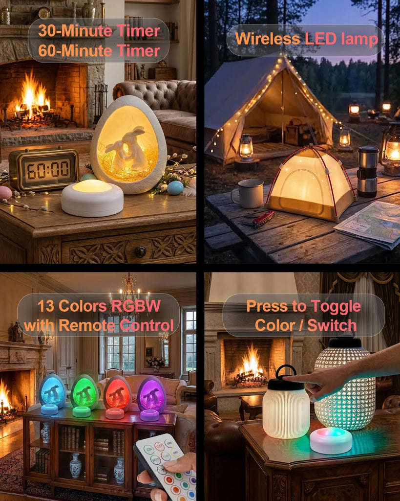 5 Pack Remote Controlled 16-Color RGBW Puck Lights for Bambu Lab