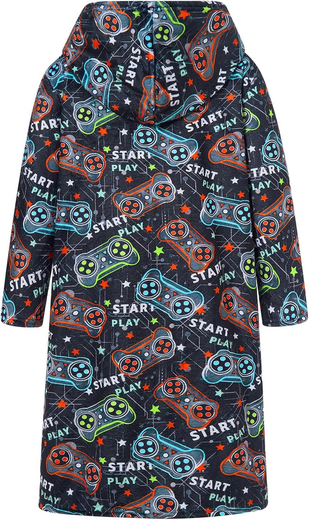 Boys Robe Kids Zip Hooded Soft Bathrobe