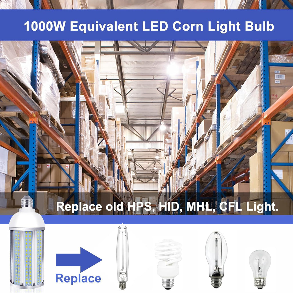 100W LED Corn Light Bulb 2 Pack, 10000 Lumen 5000K Daylight White E26/E39 Led Corn Bulb for Outdoor Indoor Garage