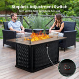 43-Inch Rectangular Propane Fire Pit with 60,000 BTU Output, Fire Pit Table Premium Gas for Outside Patio with 304 Stainless Steel H-Burner, Glass - Image 6