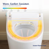 Smart Toilet with Auto Flush and Heated Seat, No Bidet, Foot Sensor Flush, Pre-Wetting, Soft Close Lid, Night Light