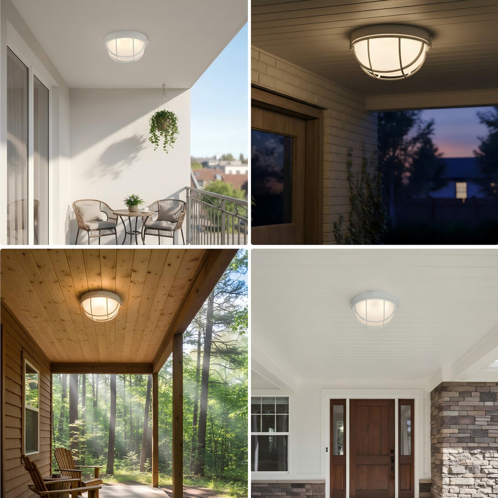 10inch White LED Bulkhead Light 2700K/3000K/3500K/4000K/5000K White Outdoor Porch Ceiling Lights Exterior White Round