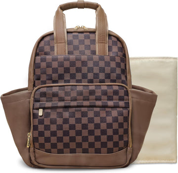 Small Diaper Bag - Baby Diaper Bag Backpack Checkered Diaper Bag with Changing Pad Baby Backpack for Travel Daycare