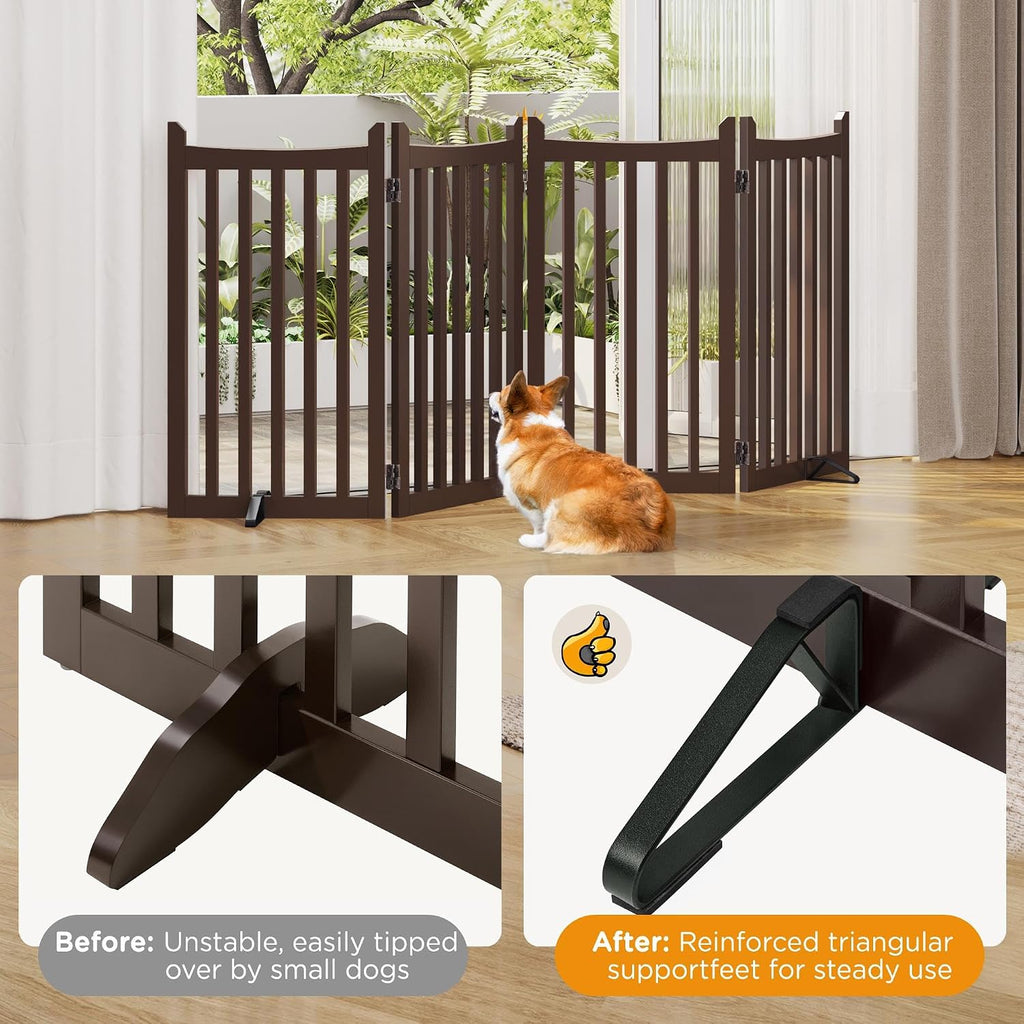 36in 4-Panel Wooden Freestanding Pet Gate for Indoors Espresso