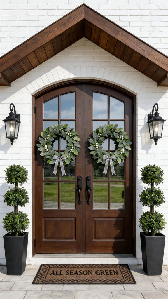 2 Pack 3ft Artificial Outdoor Boxwood Topiary Trees, UV Resistant Triple Ball Shape Fake Plants