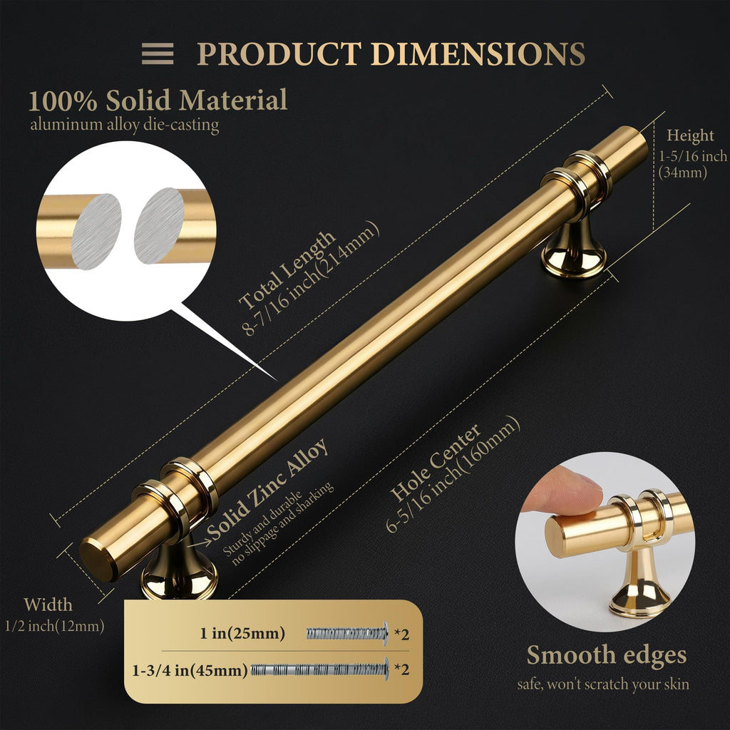 20 Pack 6-1/4 Inch Gold Cabinet Handles