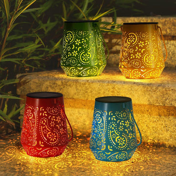 Lanterns 4 Pack Outdoor Waterproof Solar Lights, Auto ON/Off Lanterns