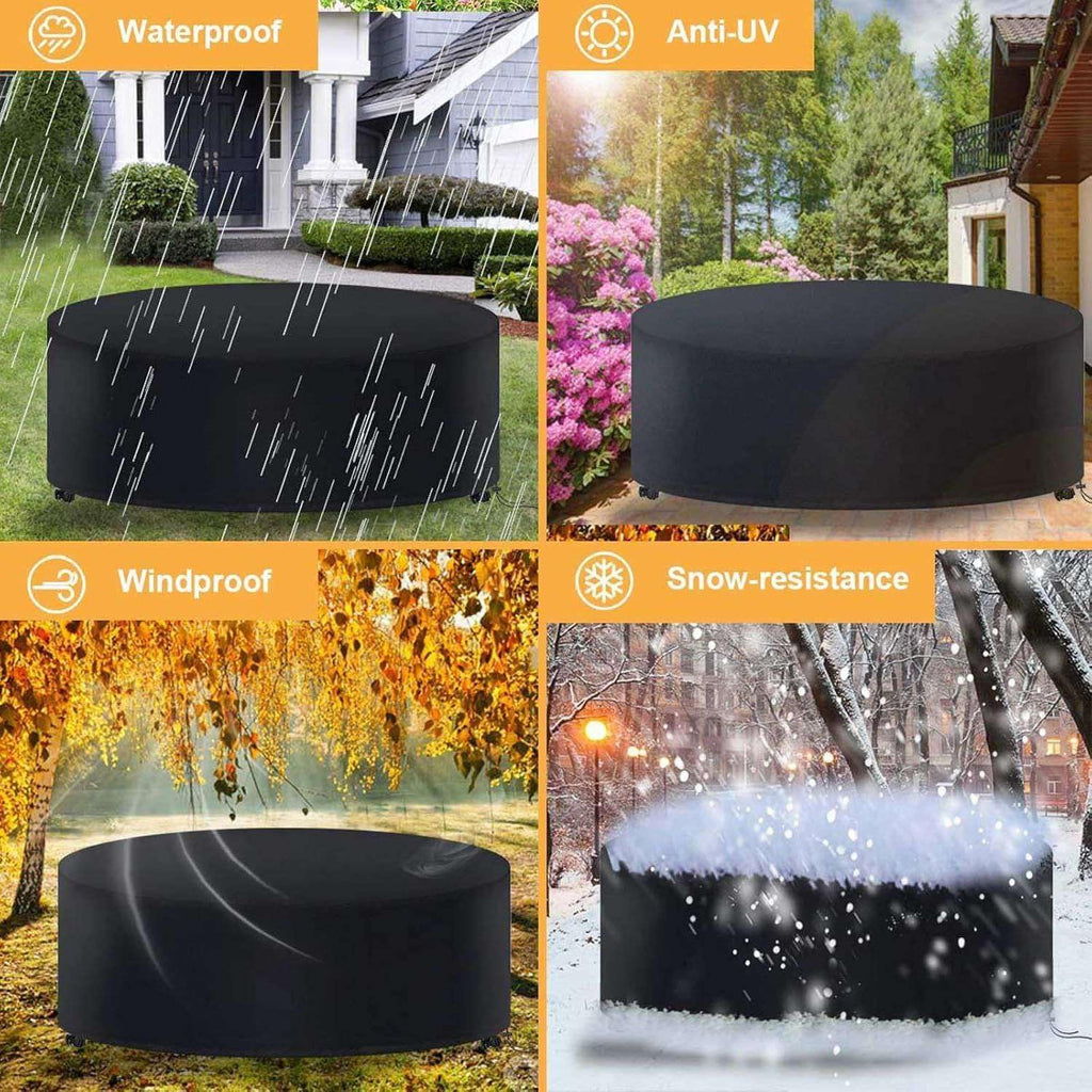 Patio Furniture Covers - Waterproof Round 420D Garden Dining Table & Chair Set Covers - 72"Dia x 28"H