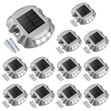 Solar Deck Driveway Dock Lights,Solar Pathway Lights,White 12 Pack