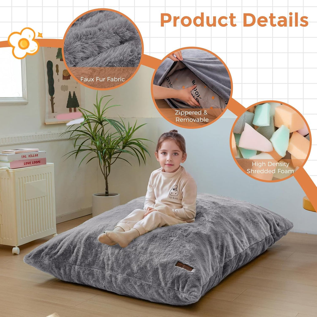3 in 1 Kids Bean Bag Chair, Comfy Floor Sofa with Removed Cover