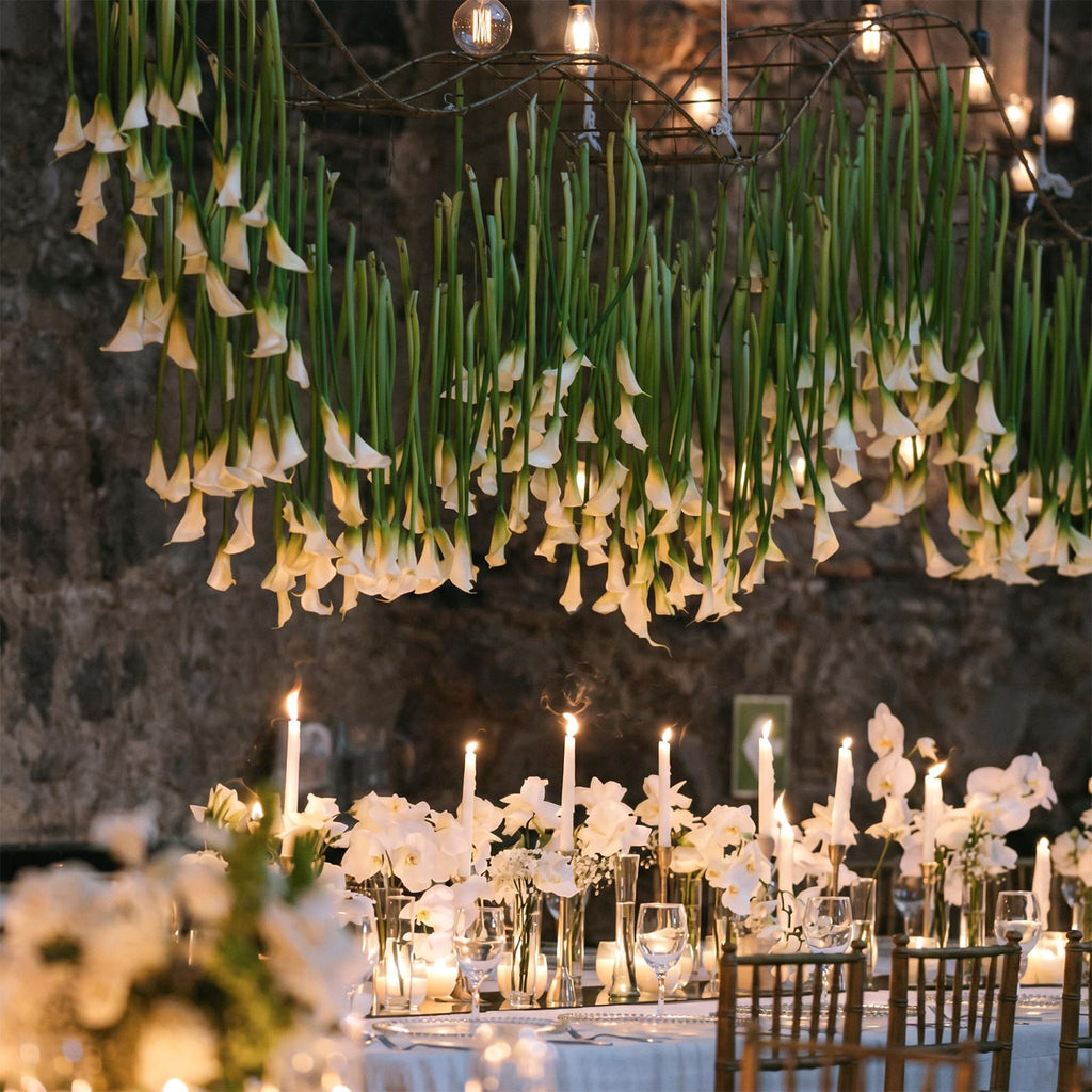 36 Pcs White Calla Lily Hanging Flowers 25.6" Artificial Garland