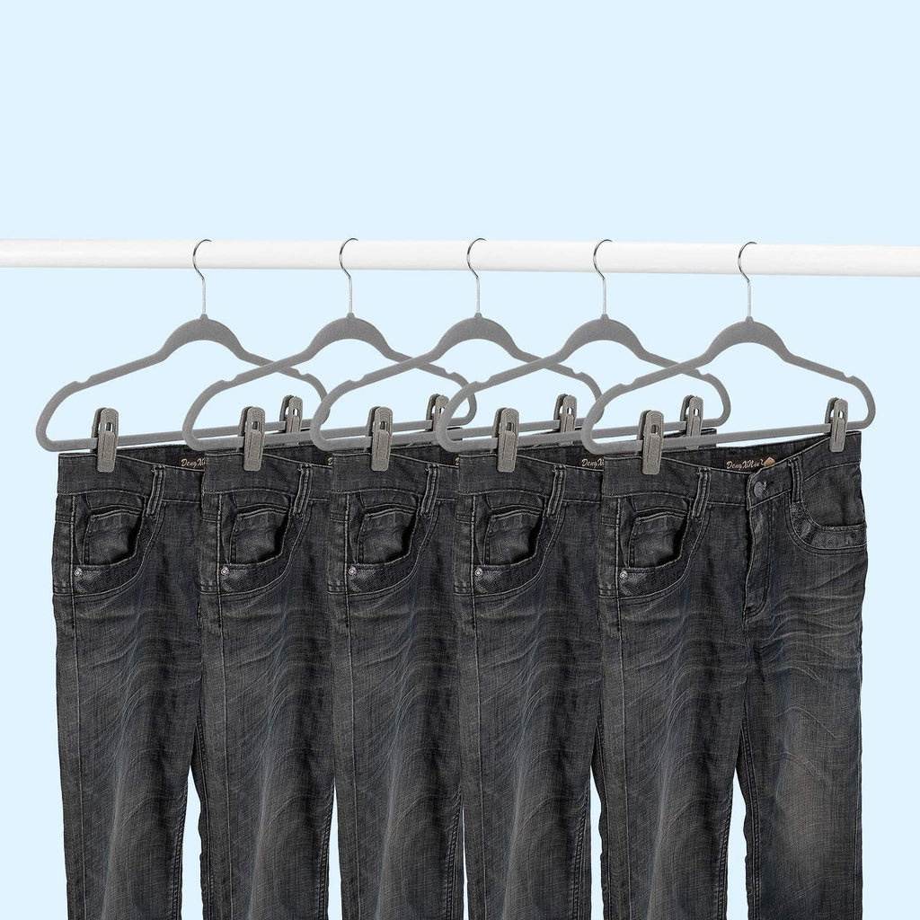 Grey Velvet Hangers Clips (80-Pack), Non-Slip Strong Velvet Hangers Clips for Velvet Skirt Hangers, Velvet Pants