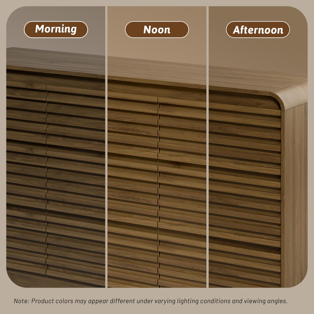 Fluted 9 Drawers Dresser, 59" Wide Chests of Drawers, Walnut