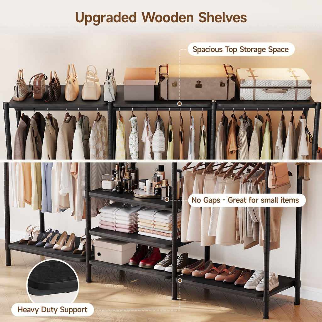 M3 Heavy Duty Closet System Organizer, Freestanding Wardrobe Rack