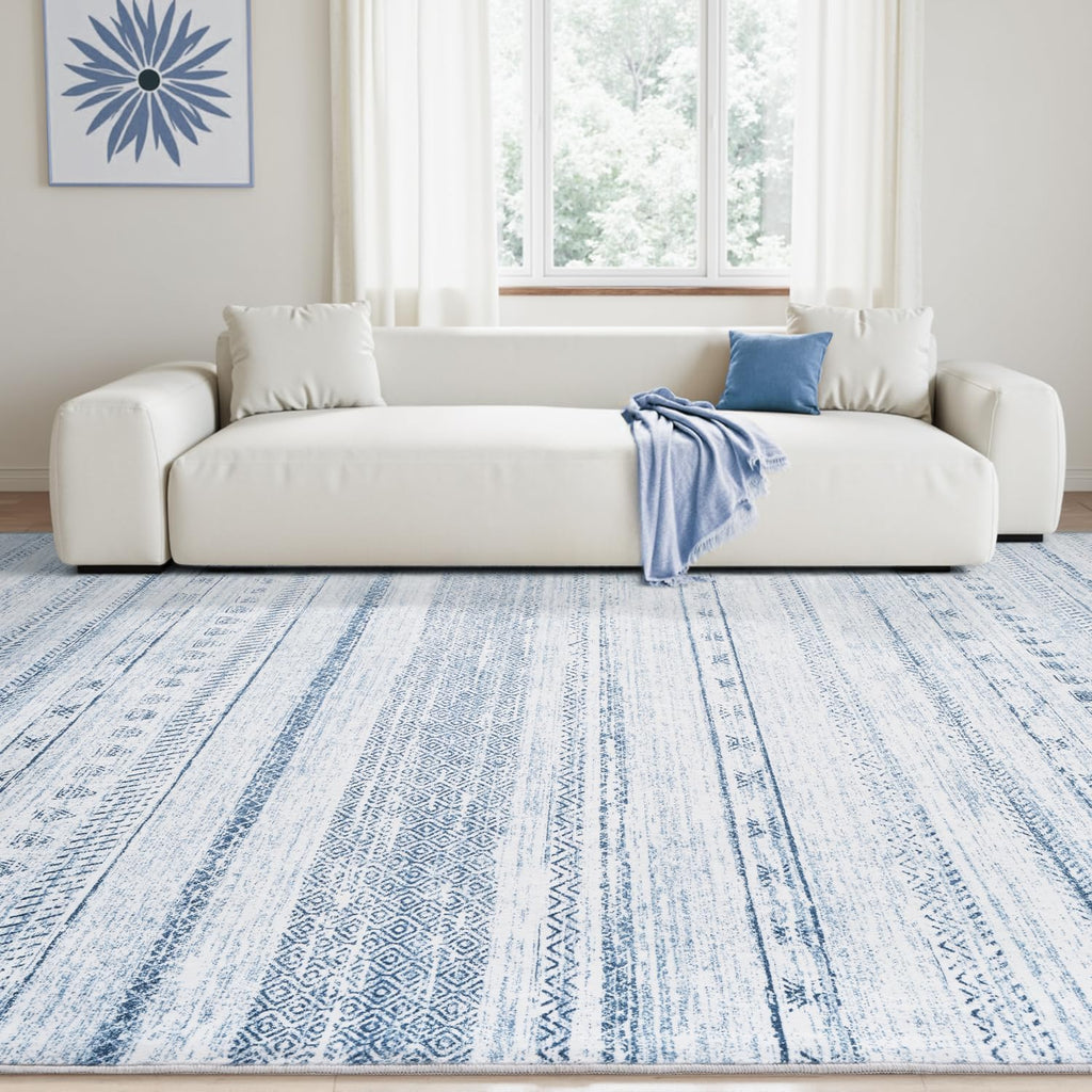 Area Rugs Machine Washable Rug Distressed Indoor Carpet Neutral Moroccan Boho Rug Ultra Soft Area Rug Dining Room
