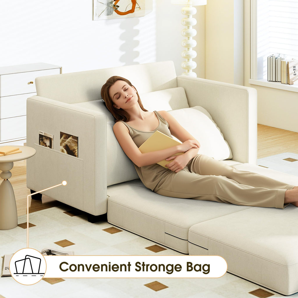 51" Convertible Sofa Bed, 2 in1 Folding Sofa Bed, Loveseat Sleeper Sofa for Small Spaces, Fold Out Floor Couch with 2