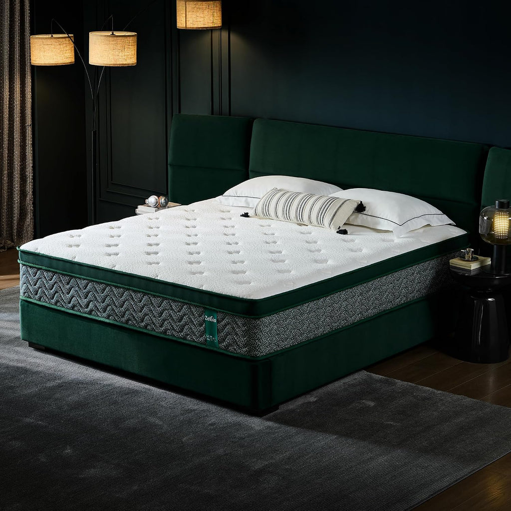 Queen Hybrid Mattress, 12" Gel Memory Foam Mattress in a Box, Cooling Medium Firm Bed with Wrapped Coils, CertiPUR-US
