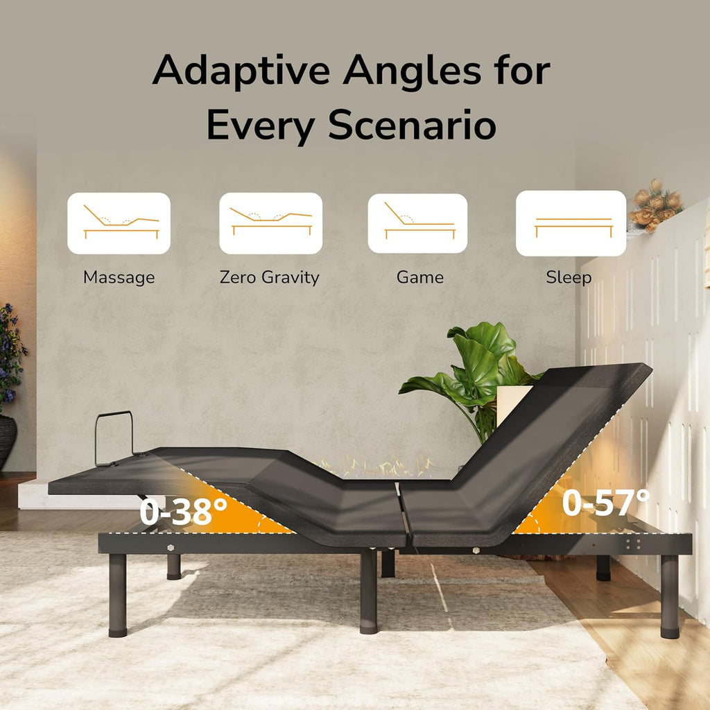 Split King Adjustable Bed Frame with Remote & Massage,Zero Gravity - Set of 2