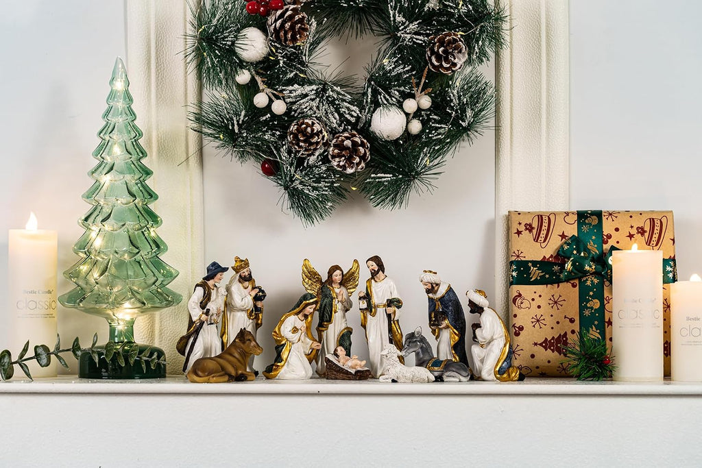5'' Nativity Set with 11 Figures, Indoor Nativity Scene Figurines, Holy Family Statue, Christmas Decorations
