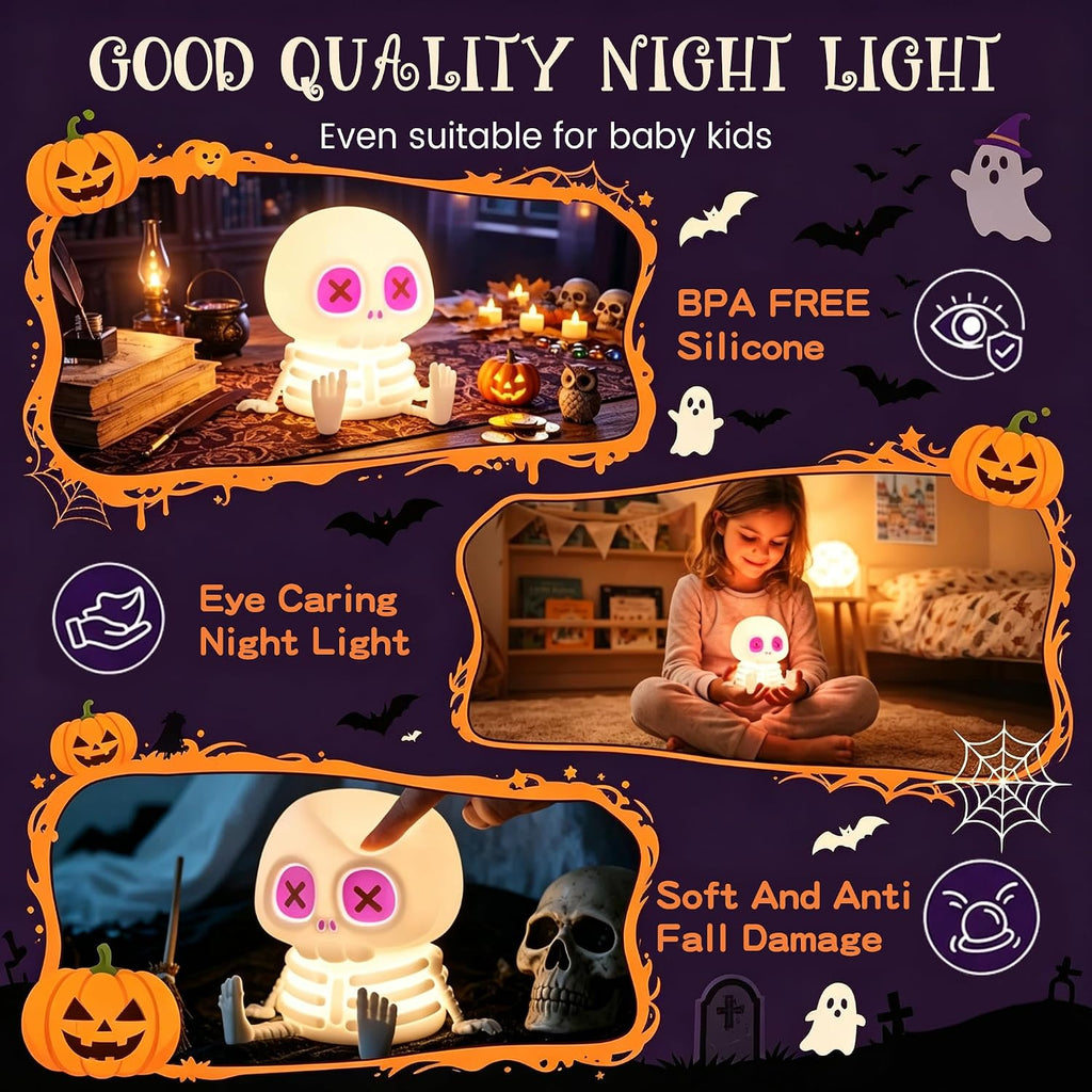 Skeleton Skull Lamp, Halloween Decor Gift, Kids Night Light Toy