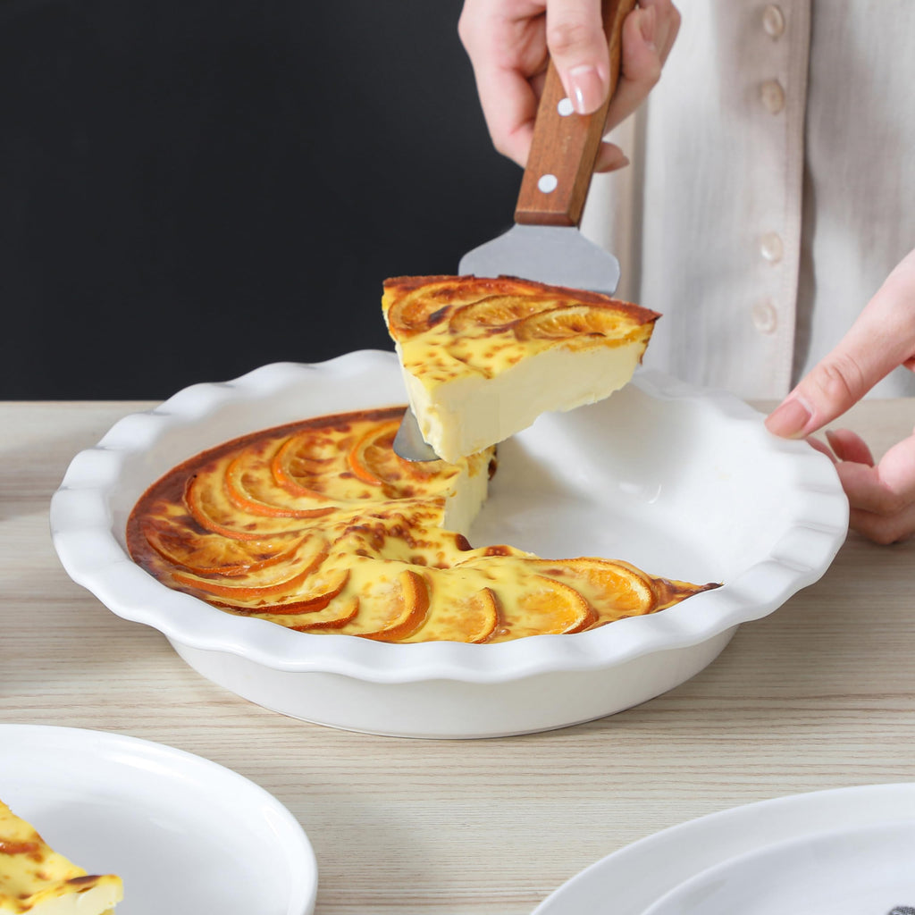 40 Oz Ceramic Pie Pan 9 Inch, Fluted Pie Dish for Quiche