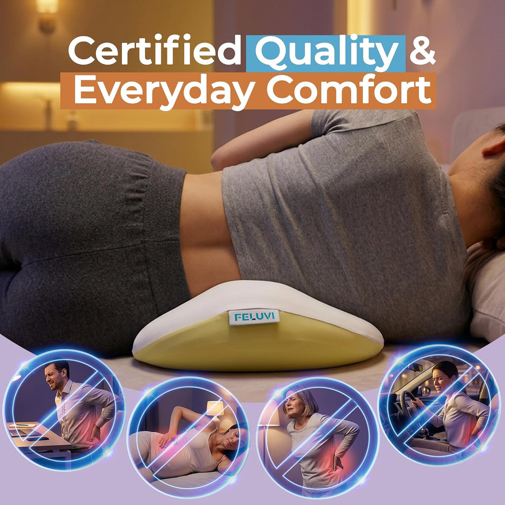 Lumbar Support Pillow for Sleeping, 22 Inch Memory Foam Lower Back Pillow for Bed, Ergonomic Sleep Cushion for Side
