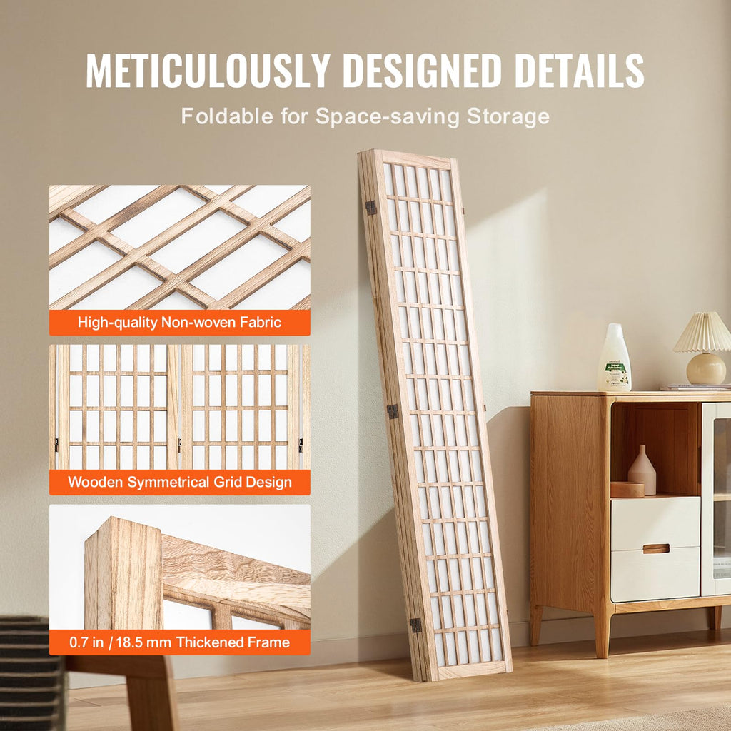 Room Divider, 4 Panel Japanese Room Divider, Folding Privacy Screen Indoor, Portable Partition Dividers and