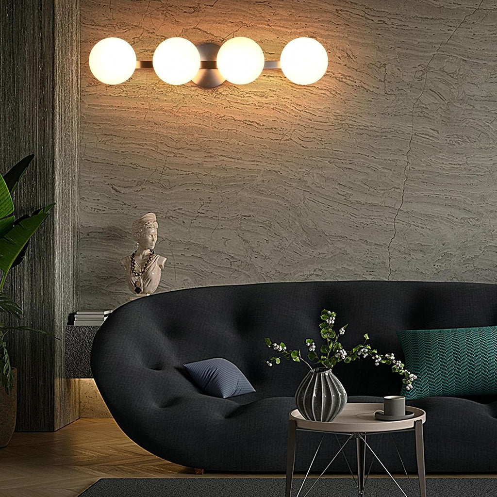Bathroom Vanity Light Fixtures, Modern 4 Lights Globe Wall Sconce Lighting Brushed Nickel, Porch Wall Mount Light