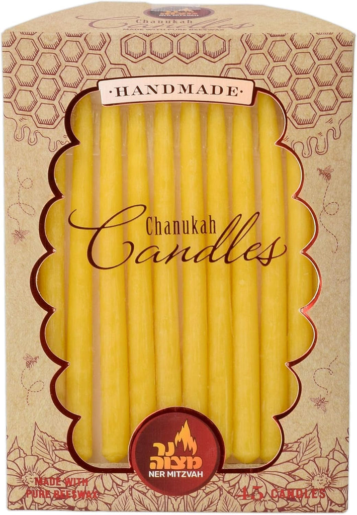 Beeswax Chanukah Candles Most Menorahs - Beeswax Candles, Premium Quality Pure Bees Wax for All 8 Nights of Hanukkah - Set of 45