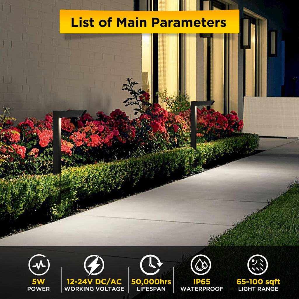 3CCT LED Low Voltage Landscape Pathway Lights Black 4 Pack