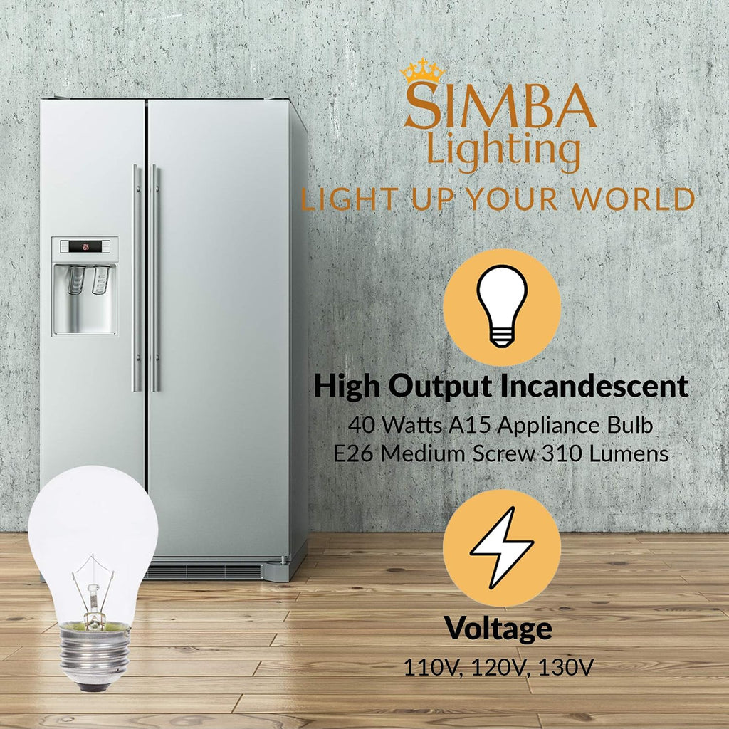 Incandescent Appliance Light Bulb A15 40W E26 2700K, 6 Pack