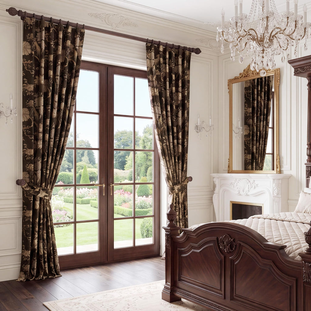 Brown Velvet Curtains Luxury Victorian Floral