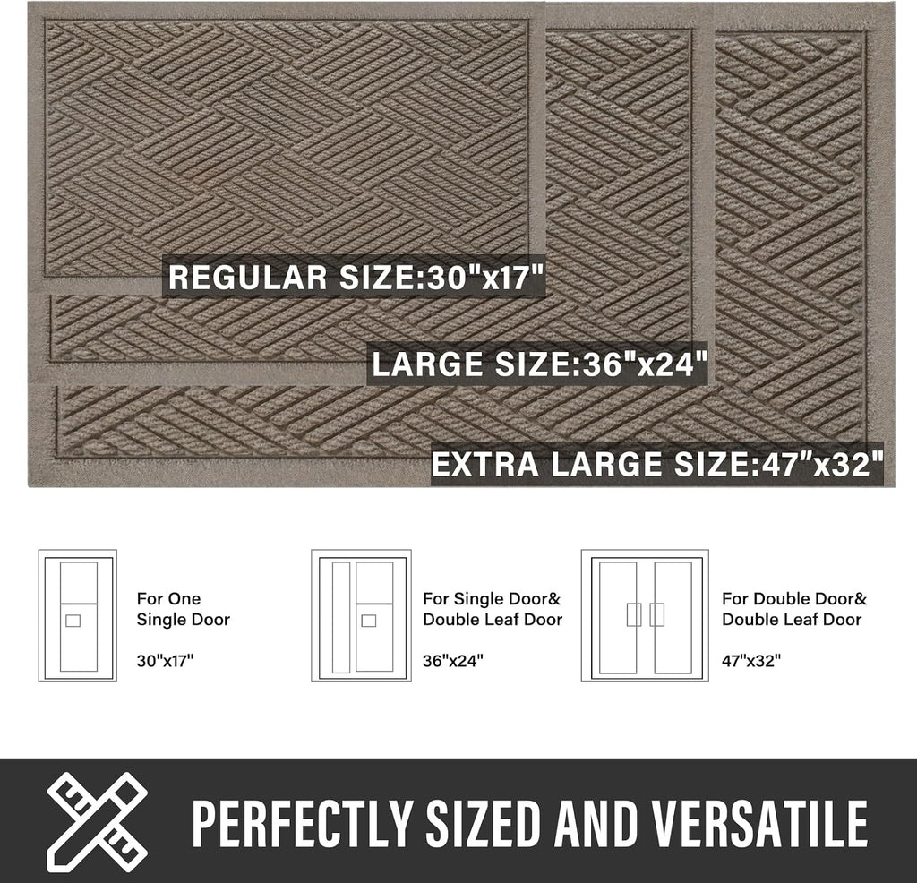 Sturdy Front Door Mat, Absorbent Muddy Dirt Resist Welcome Door Mats Outdoor Indoor, Stain and Fade Resistant