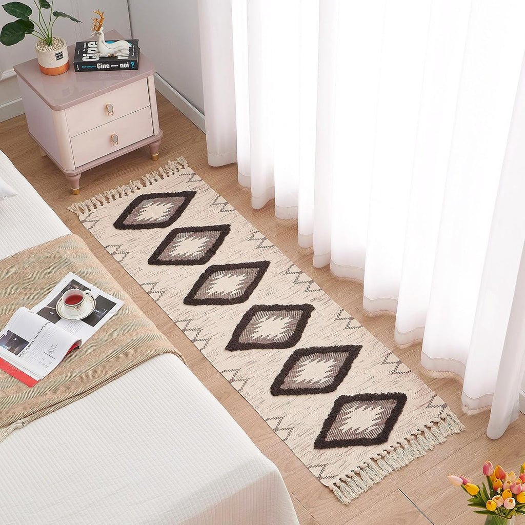 Boho Runner Rug 2'x6', Washable Hallway Rug Runner Non Slip Rubber Backed, Kitchen Farmhouse Area Rug Floor Mat with
