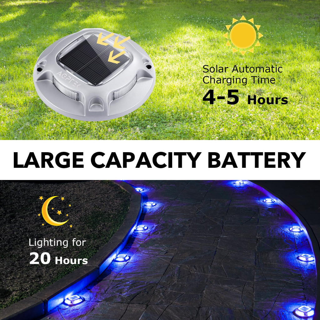 Solar Driveway Lights Outdoor 12 Pack, 2 Color Modes LED Deck Dock