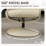 Modern Reclining Swivel Lounge Chair and Ottoman — White