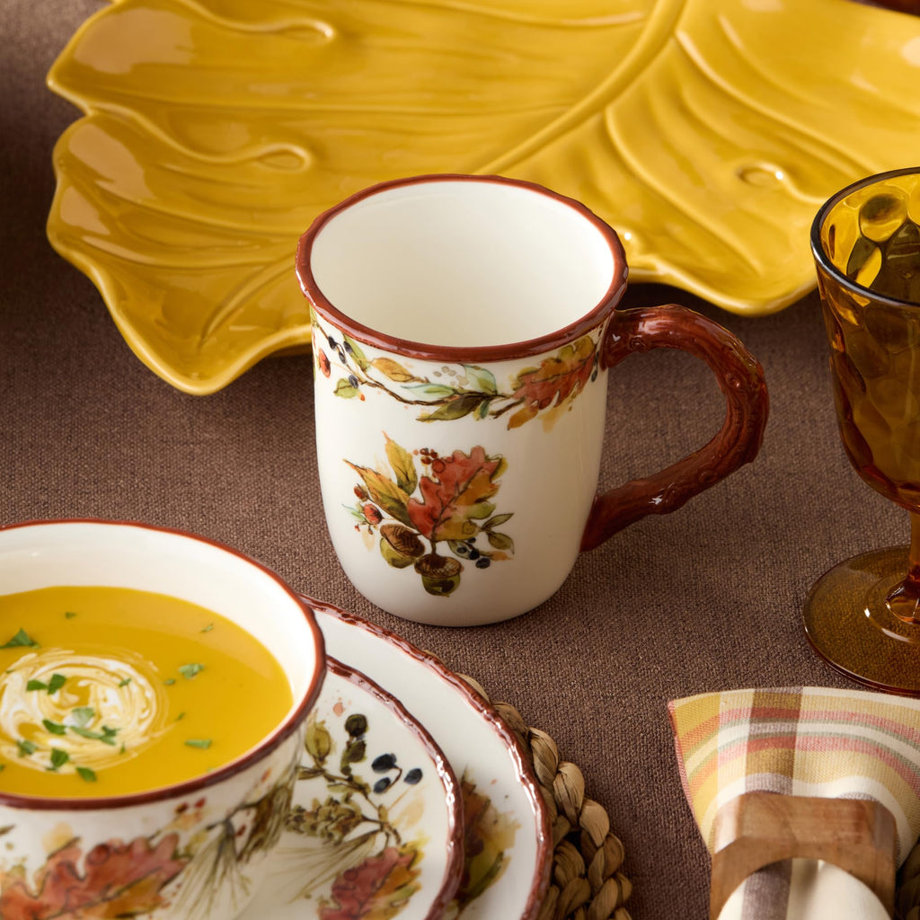 Autumn Meadows 16-Piece DINNERWARE SET, SERVICE for 4 - Complete harvest table artistry for four, uniting
