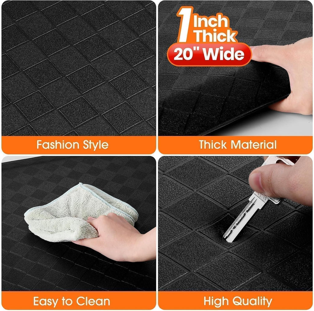 1" Thick Kitchen Mats for Floor, Water Resistant Floor Rug,Black/32" x 20" | Non-slip, Heavy Duty, Anti Fatigue