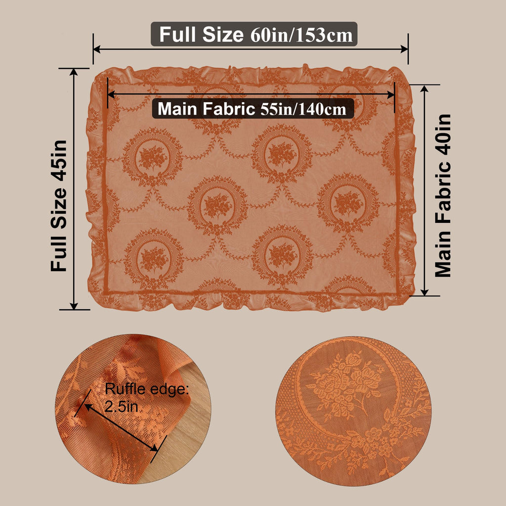 Orange Fall Lace Tablecloth, Vintage 55"x40" Rectangular Table Cloth